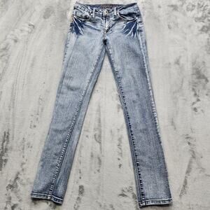 Vintage Y2K Bubblegum Jeans Womens 5/6 Blue Acid Wash Low Rise Skinny Stretch